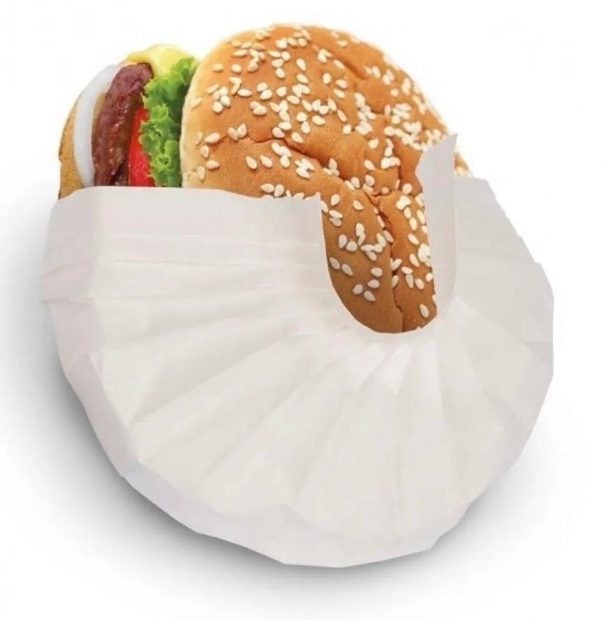 PleatPak aberta com hambúrguer